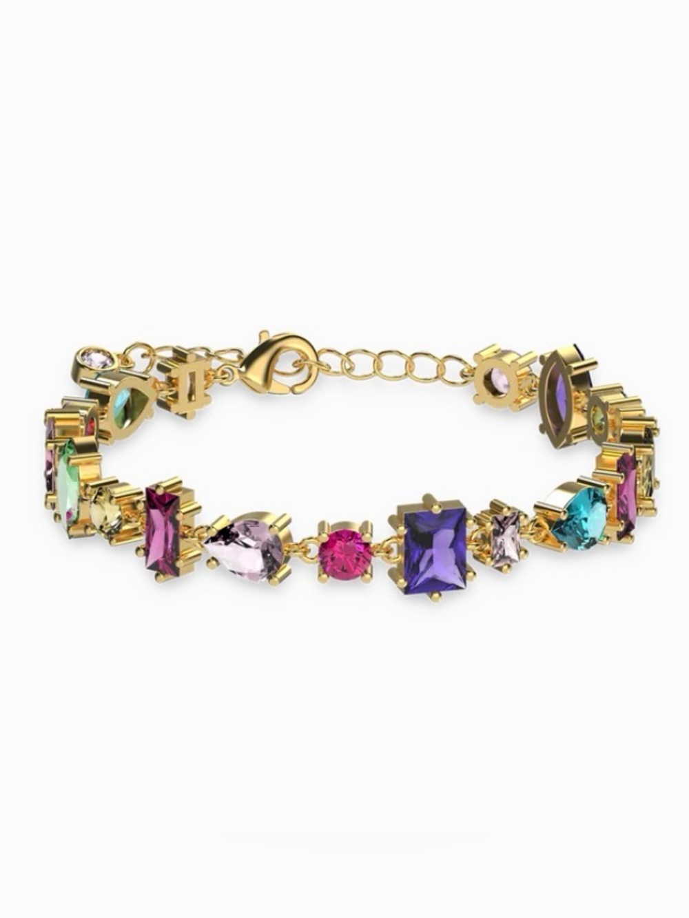 Gold Plated Candy Multi-Stone CZ Link Bracelet. New.
